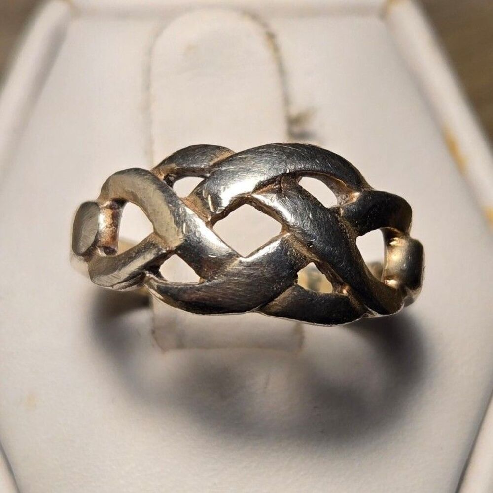 Woven style vintage sterling silver ring sz 6